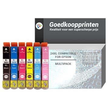 Epson T2438 inkt cartridge Multipack XL - Huismerk set (6 stuks)