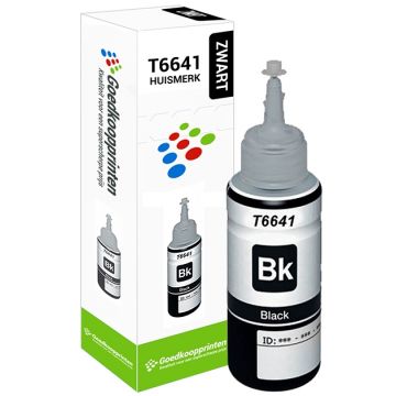 Huismerk voor Epson T6641 inkt cartridge Zwart - Ecotank 100ML