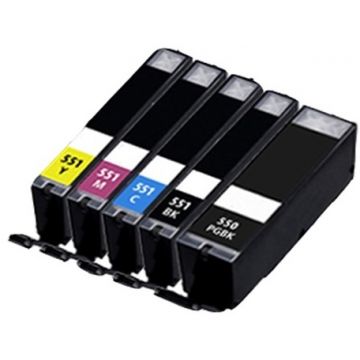 Canon PGI-550 inkt / Canon CLI-551 inkt cartridge Multipack - Huismerk set (5st.)